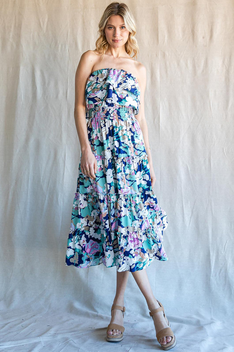 Ruffled Floral Midi Dress