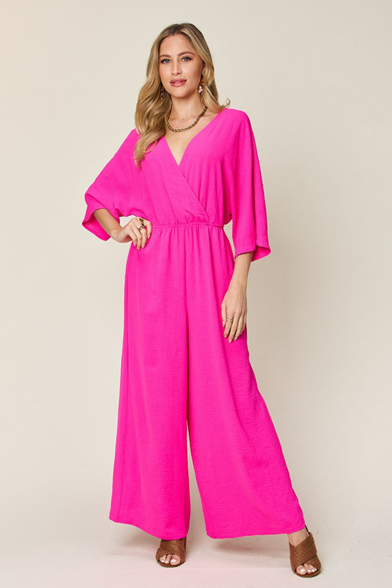 4 COLORS -  Classy Wide Leg Jumpsuit with Pockets