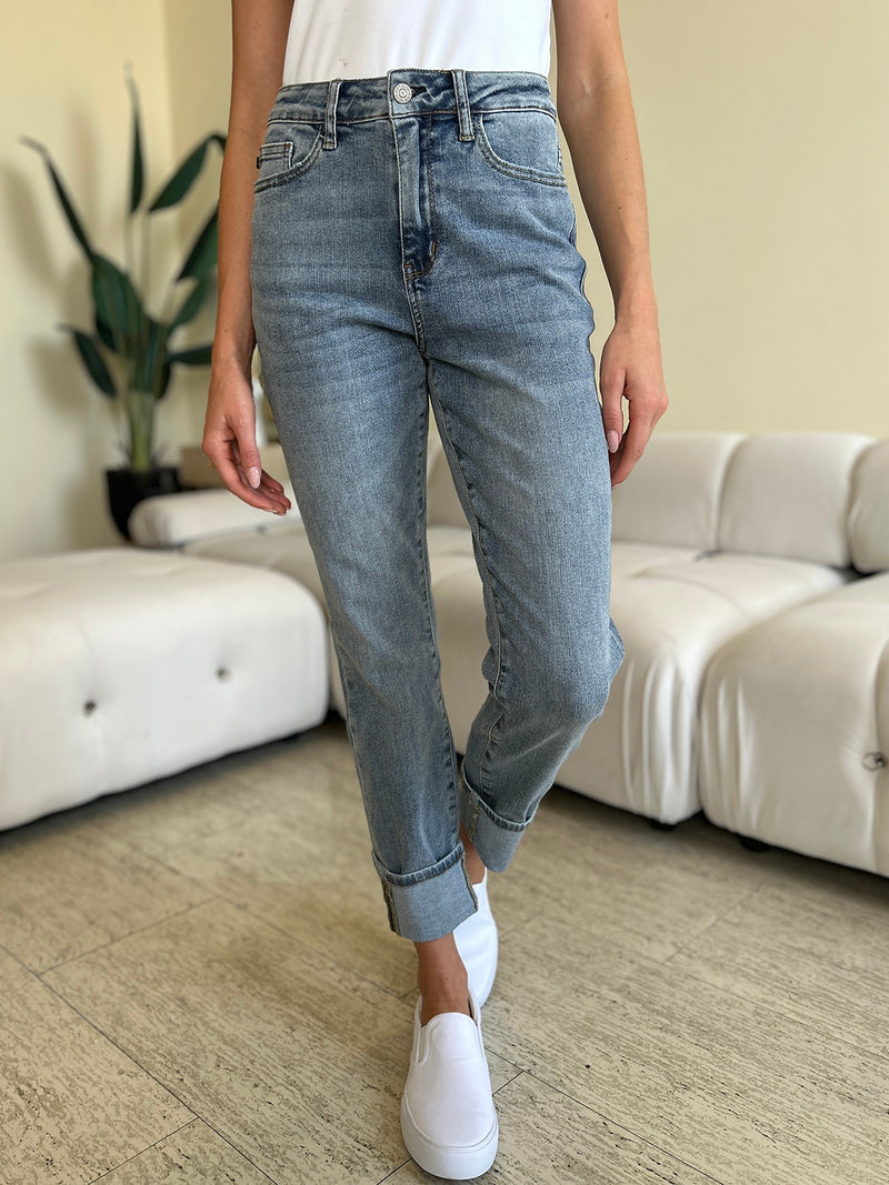 Judy Blue High Waist Cuff Hem Skinny Jeans