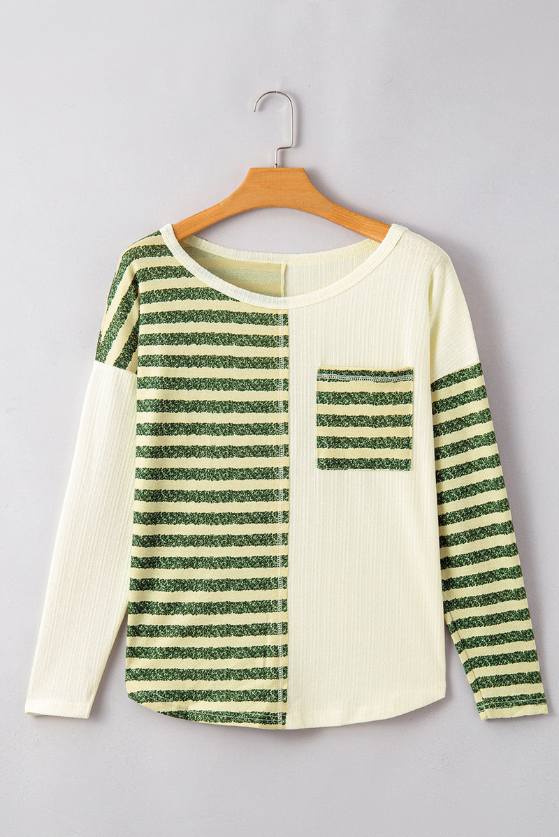 Striped Round Neck Long Sleeve Top