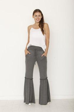 Plus Black Boho Ruffle Drawstring Pants