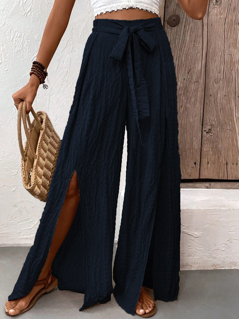 * 2 COLORS* Must Have Tied Slit Wide Leg Pants