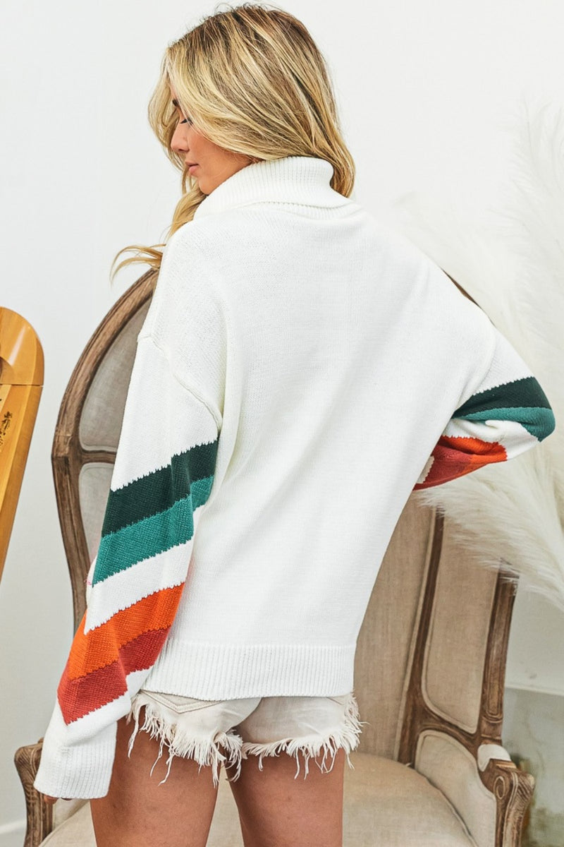 Catching Fall Vibes  Multi Color Chevron Pattern Sweater