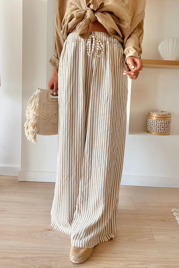 Early Release Pocketed Striped Wide Leg Pants