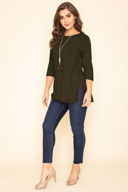 7 Different Color Options Solid Side Slit Tunic