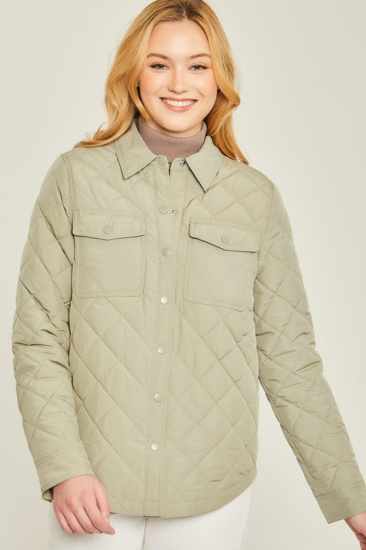 Woven Solid Bust Pocket Shacket