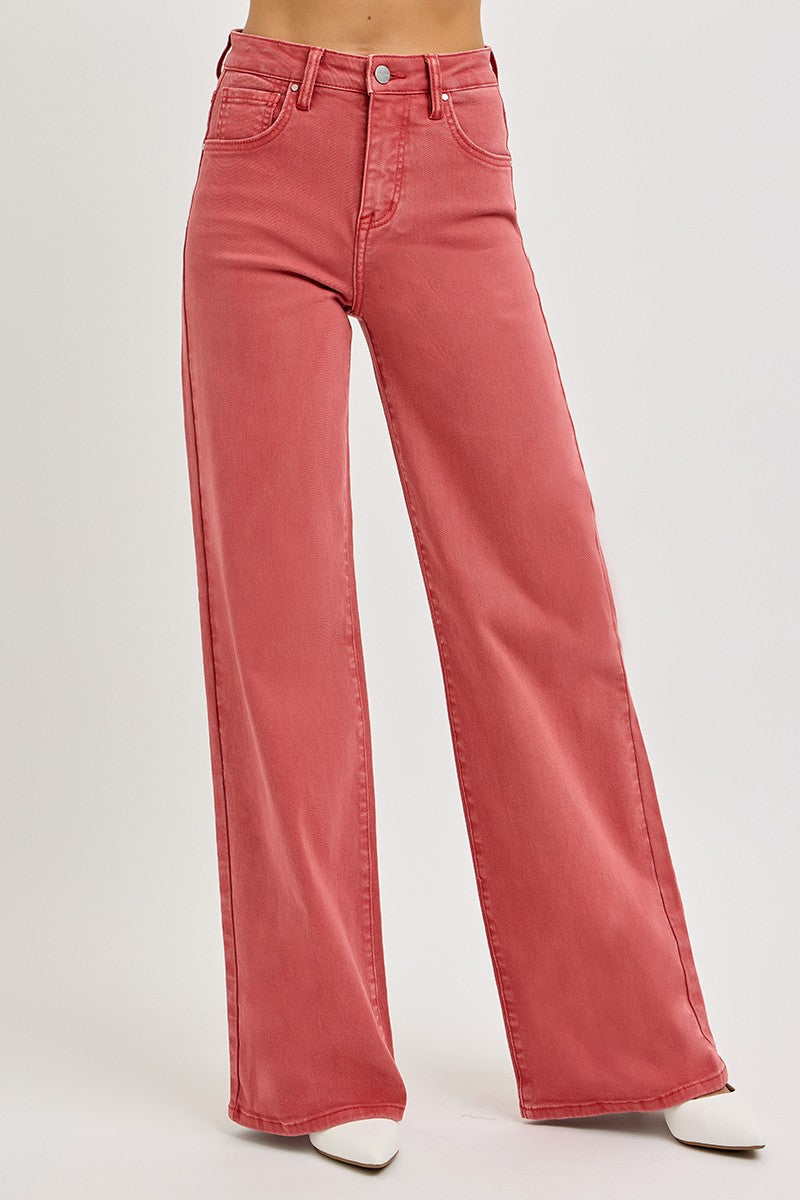 RISEN  High Rise Tummy Control Wide Leg Jeans