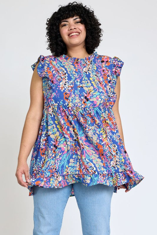 Plus Ruffle Floral Top