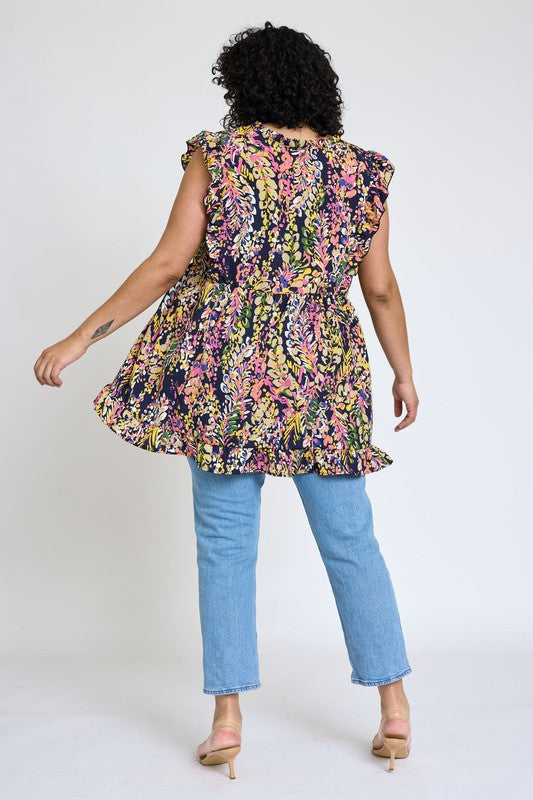 Plus Ruffle Floral Top