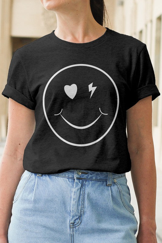 Smiley, Heart and Thunder Eyes Graphic Tee