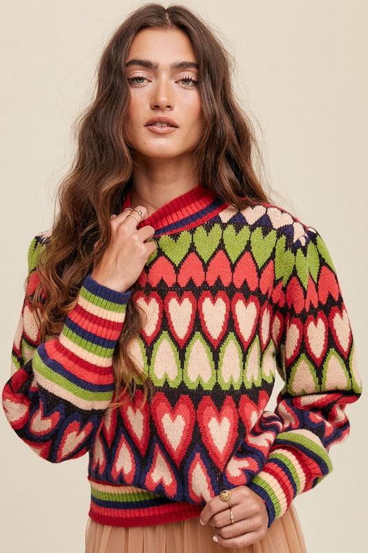 Full of Heart Puff Sleeve Knit Sweater