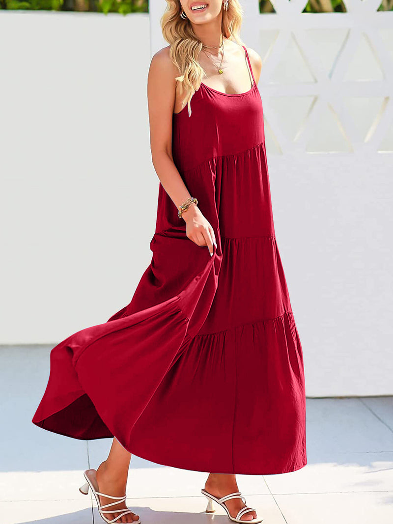 Must Have Ruched Tiered Spaghetti Strap Dress