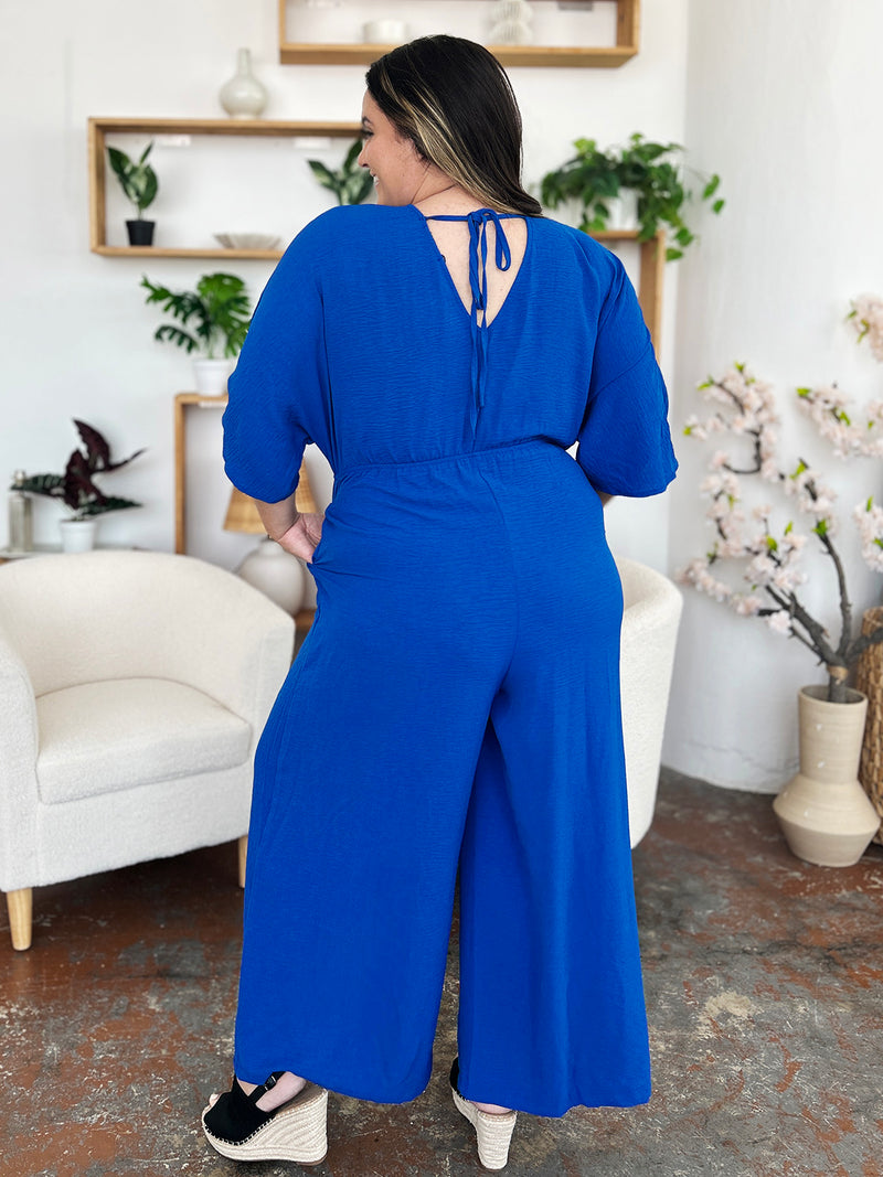 4 COLORS -  Classy Wide Leg Jumpsuit with Pockets