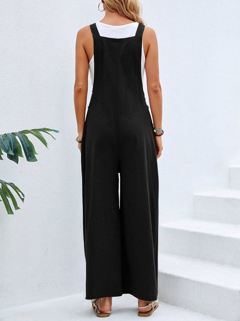 7 COLORS Square Neck Wide Strap Overalls