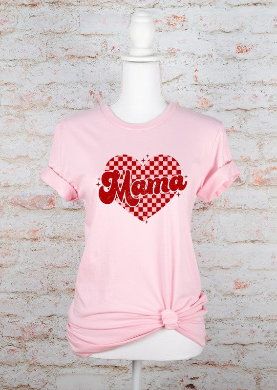 Mama Checkered Heart Tee