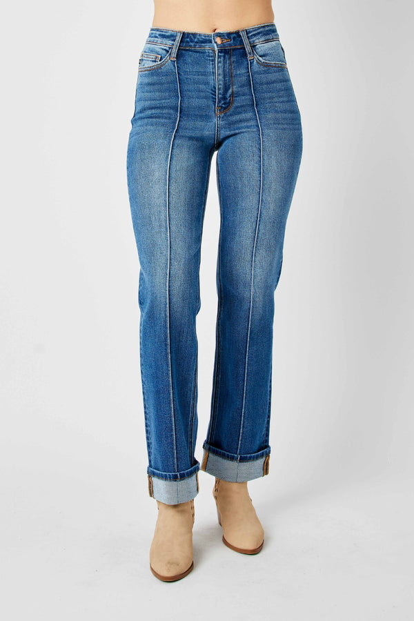 Judy Blue  High Waist Front Seam Detail Straight Jeans