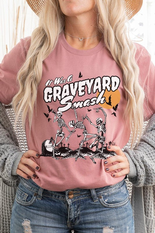 20 COLORS - Graveyard Smash Skeleton Halloween Graphic Tee