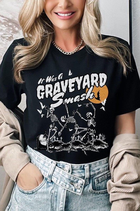 20 COLORS - Graveyard Smash Skeleton Halloween Graphic Tee