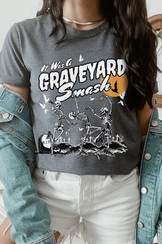 20 COLORS - Graveyard Smash Skeleton Halloween Graphic Tee