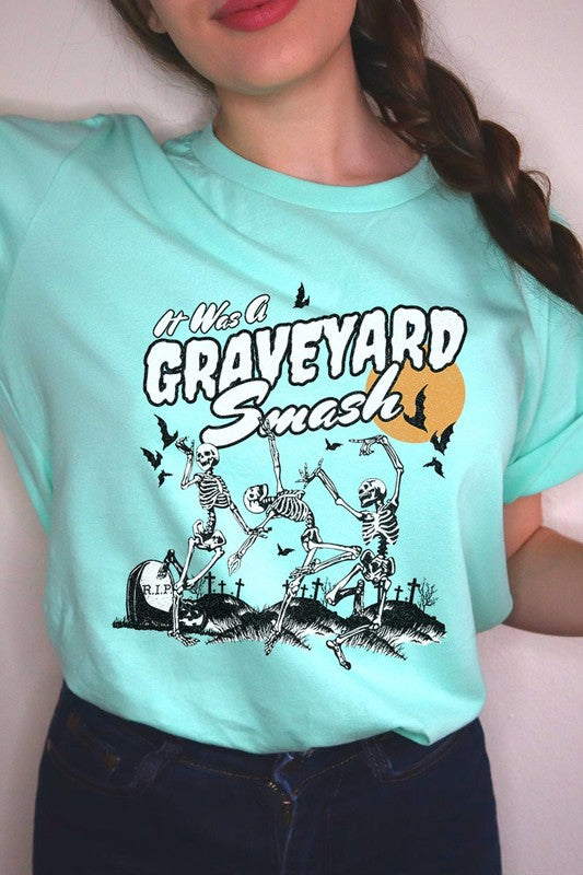 20 COLORS - Graveyard Smash Skeleton Halloween Graphic Tee