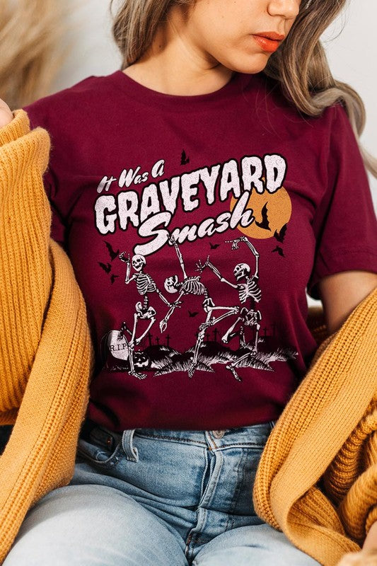 20 COLORS - Graveyard Smash Skeleton Halloween Graphic Tee