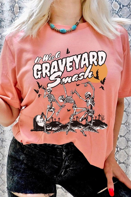 20 COLORS - Graveyard Smash Skeleton Halloween Graphic Tee