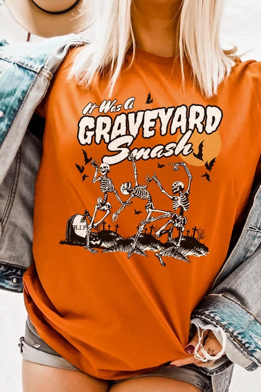 20 COLORS - Graveyard Smash Skeleton Halloween Graphic Tee