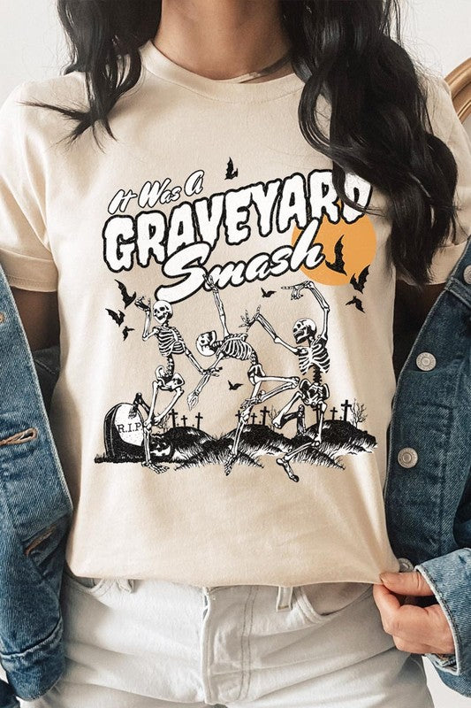 20 COLORS - Graveyard Smash Skeleton Halloween Graphic Tee