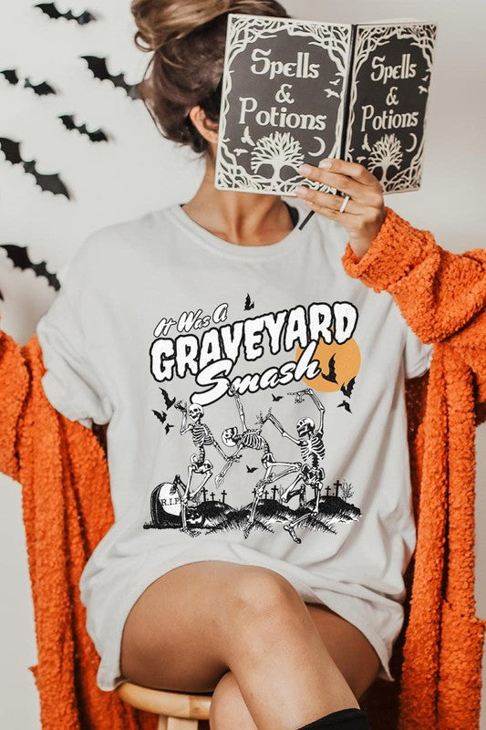 20 COLORS - Graveyard Smash Skeleton Halloween Graphic Tee