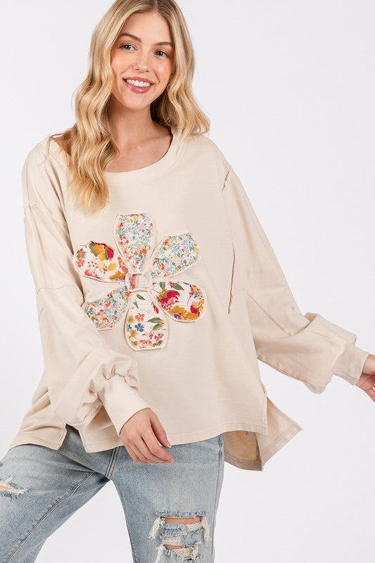 Flower Patch Dropped Shoulder Oversize Top