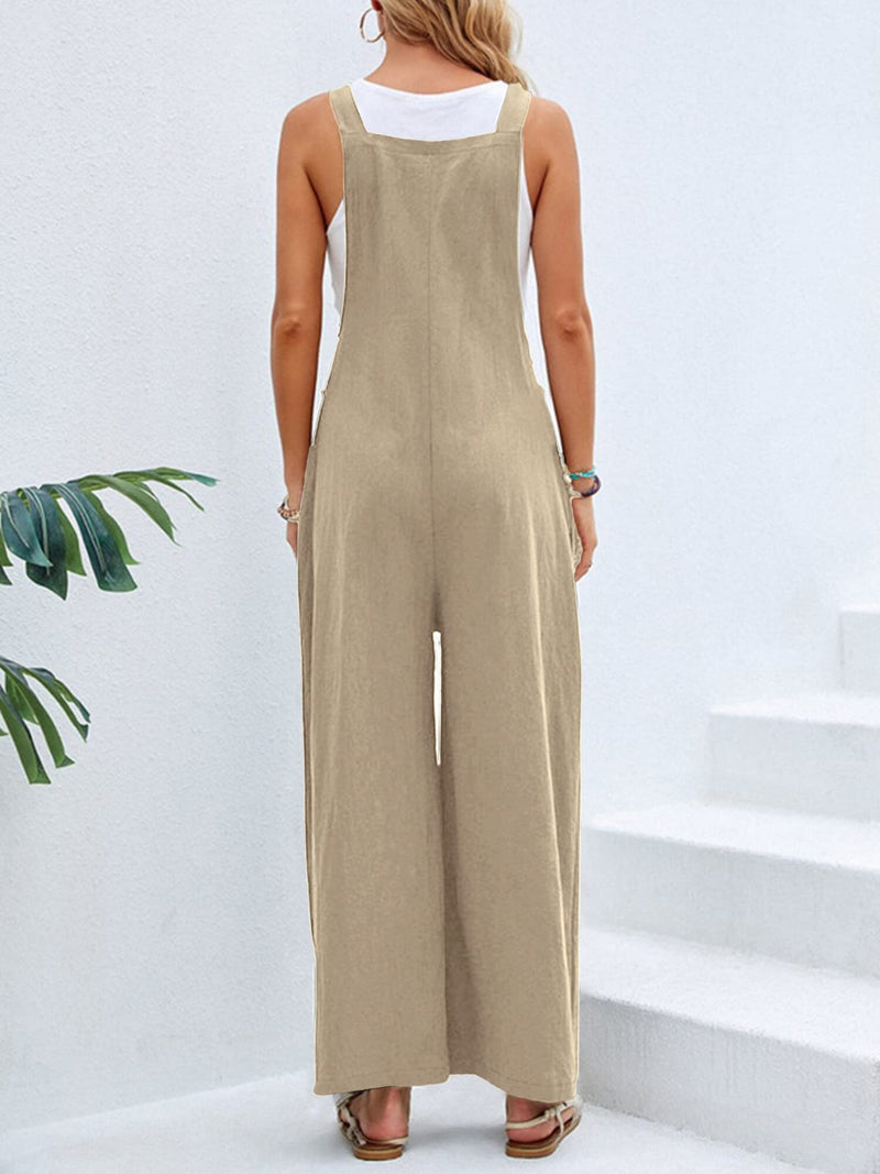 7 COLORS Square Neck Wide Strap Overalls