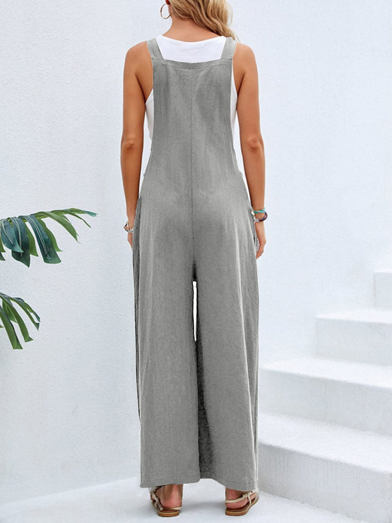 7 COLORS Square Neck Wide Strap Overalls