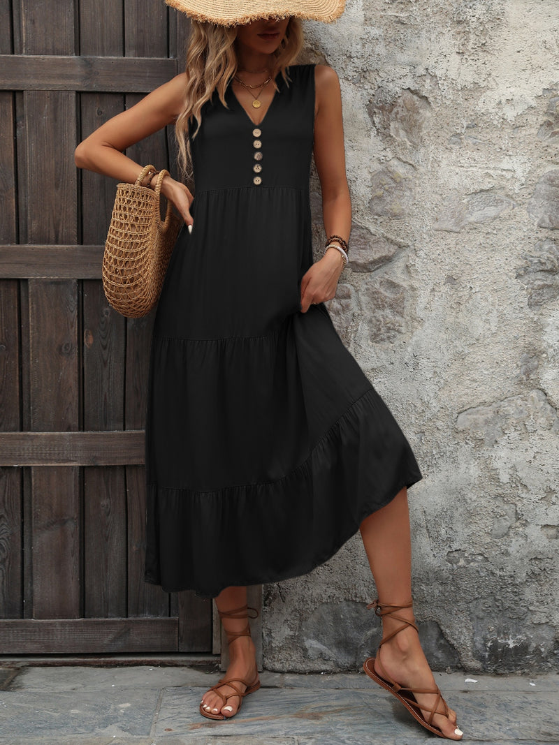 The Perfect Notched Sleeveless Dress