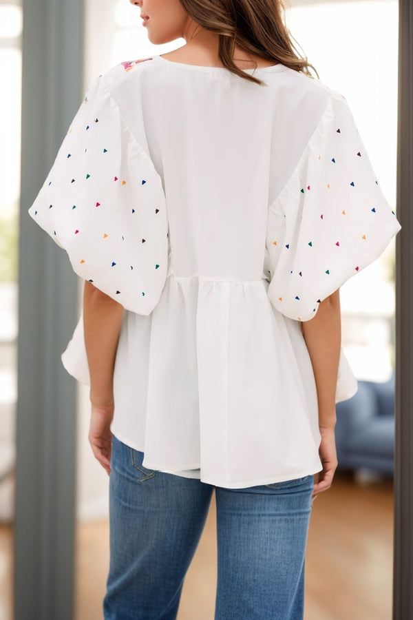 Class Act V-Neck Puff Sleeve Blouse