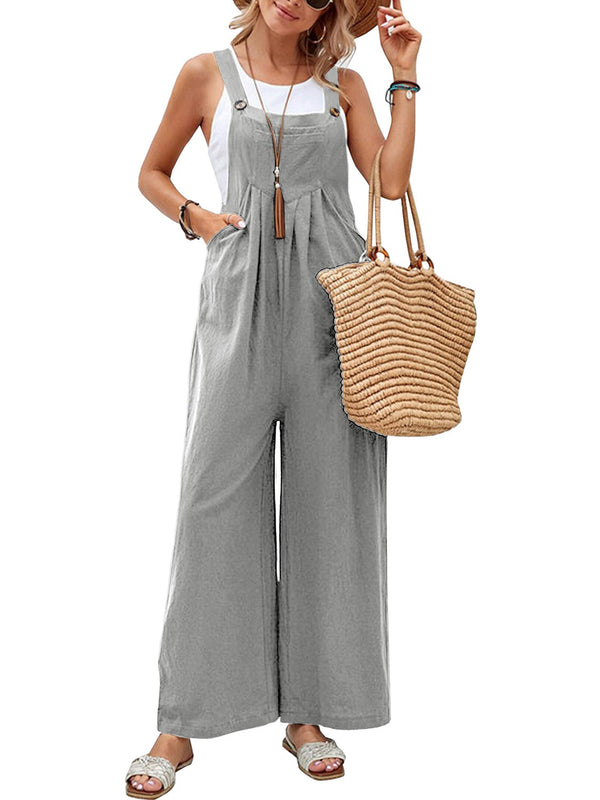 7 COLORS Square Neck Wide Strap Overalls