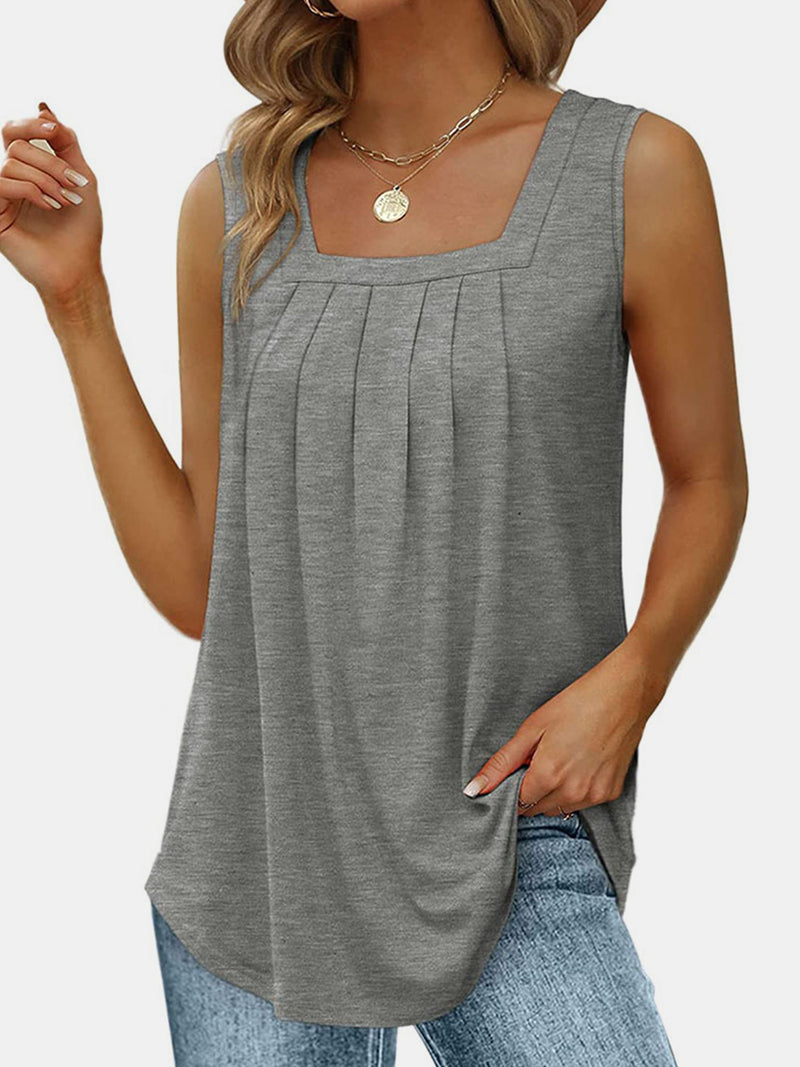 *6 COLORS* Ruched Square Neck Tank