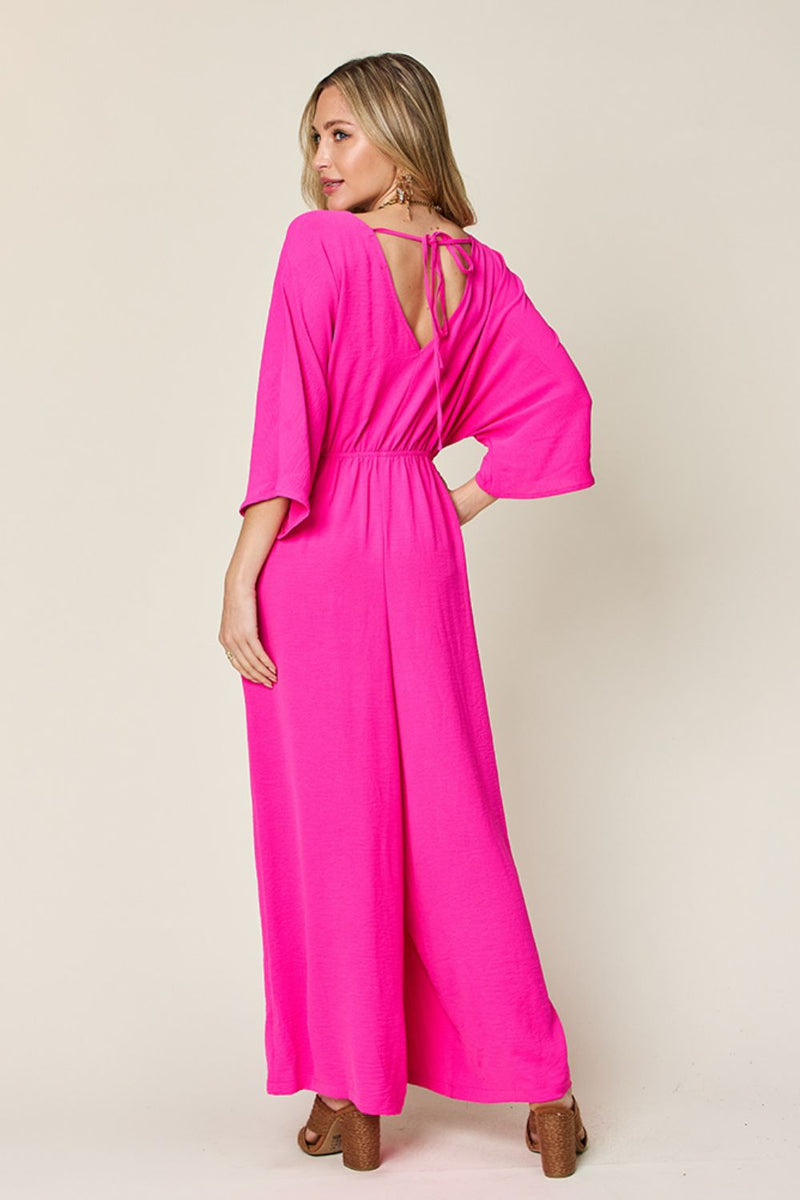 4 COLORS -  Classy Wide Leg Jumpsuit with Pockets