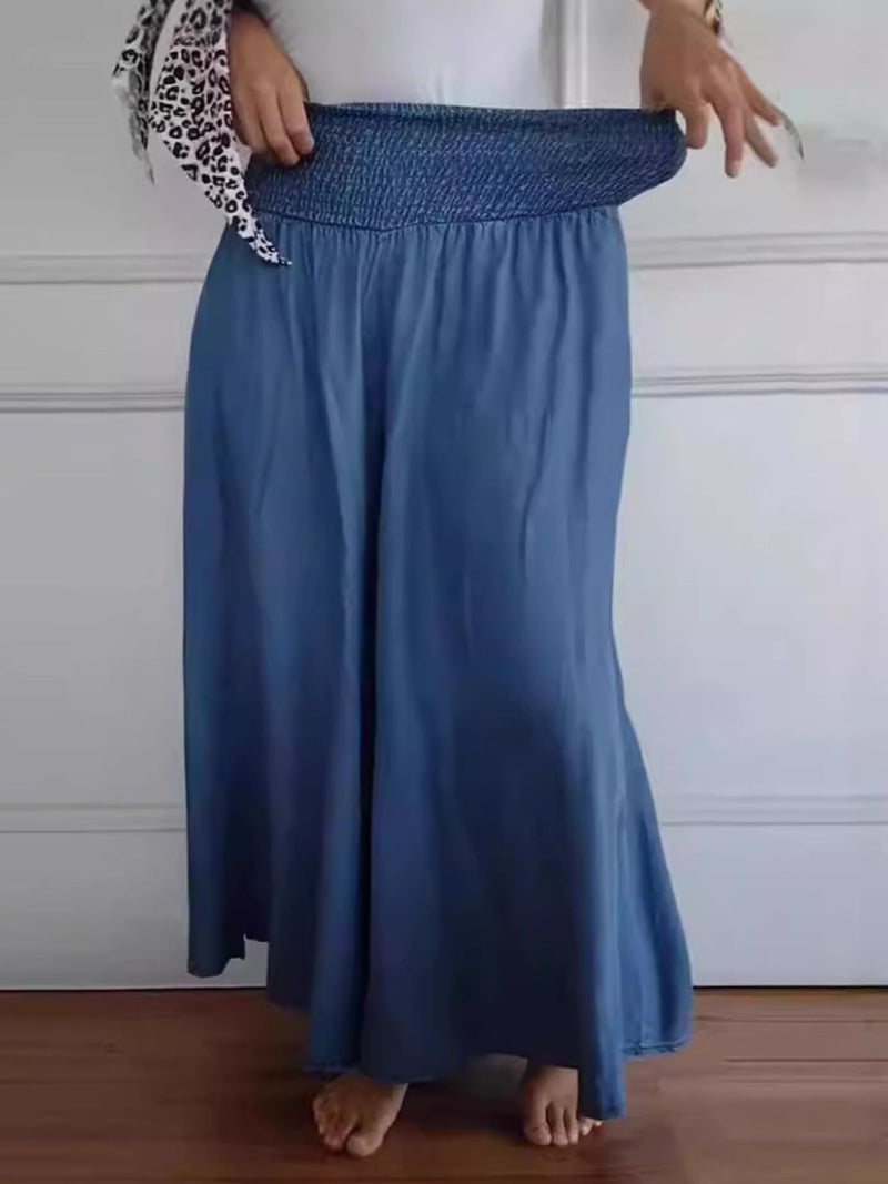 3 COLORS - Smocked Wide Leg Pants with Pockets