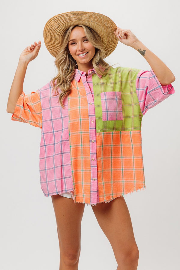 Must Have Plaid Collared Neck Half Sleeve Shirt