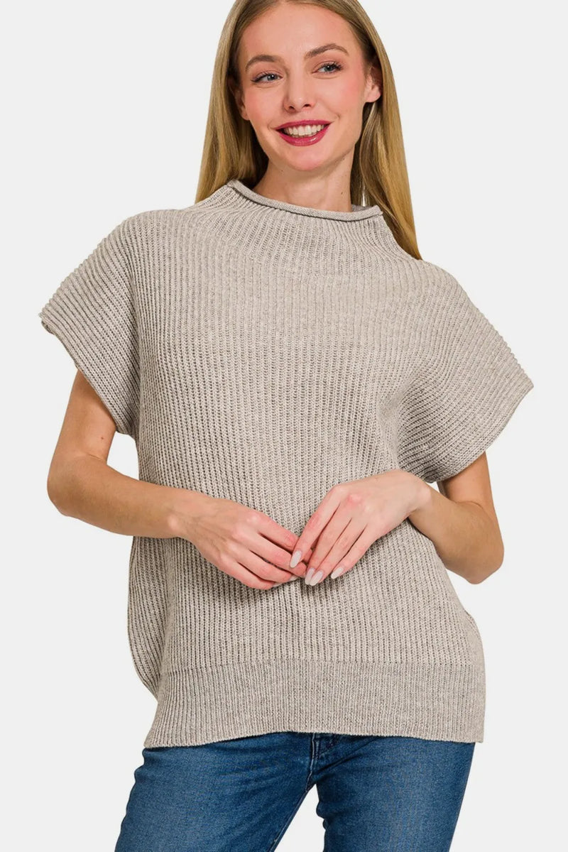 Zenana Short Sleeve Mock Neck Sweater – Wild At Heart Boutique