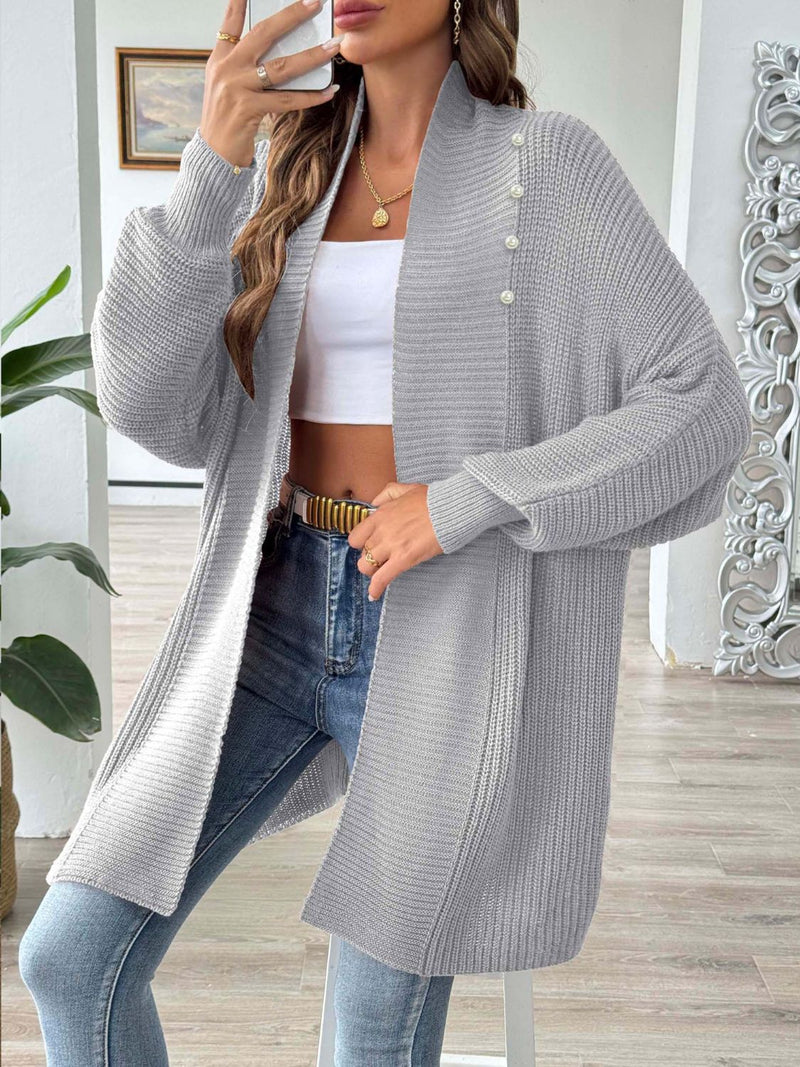 6 COLORS - Open Front Long Sleeve Cardigan