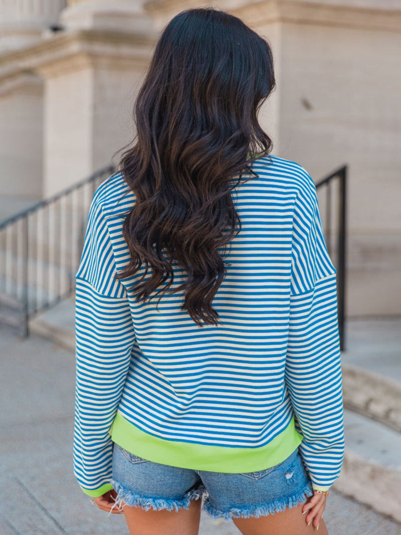 Perfect Striped Round Neck Long Sleeve Sweatshirt