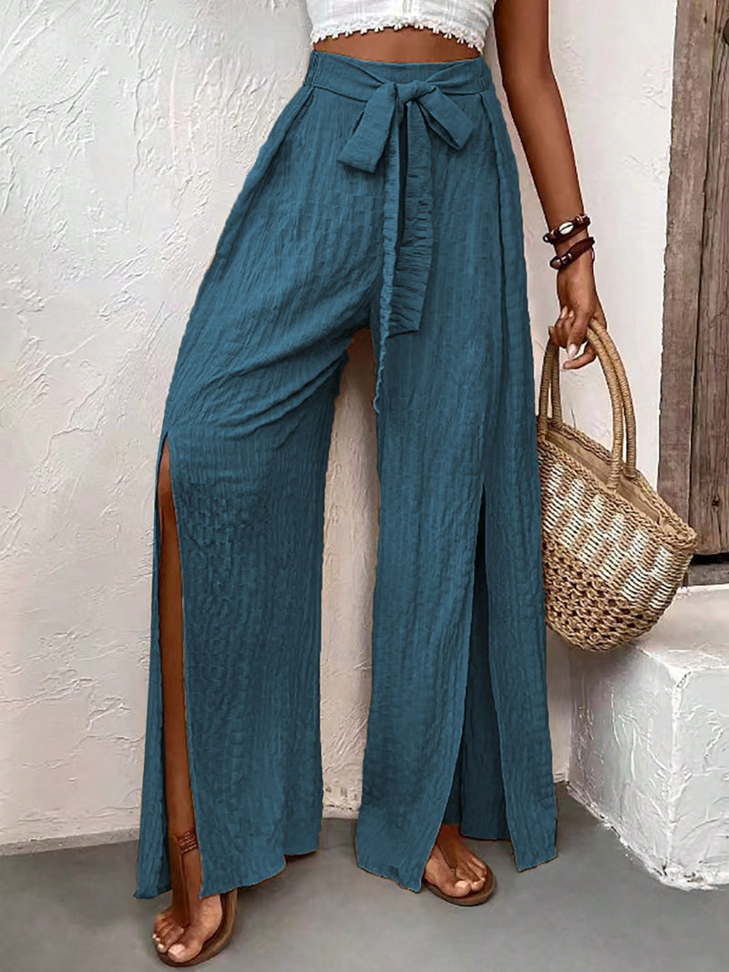 * 2 COLORS* Must Have Tied Slit Wide Leg Pants