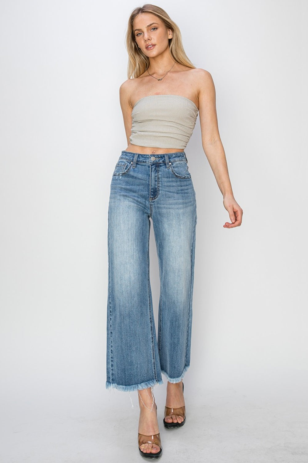 RISEN Raw Hem Cropped Wide Leg Jeans – Wild At Heart Boutique