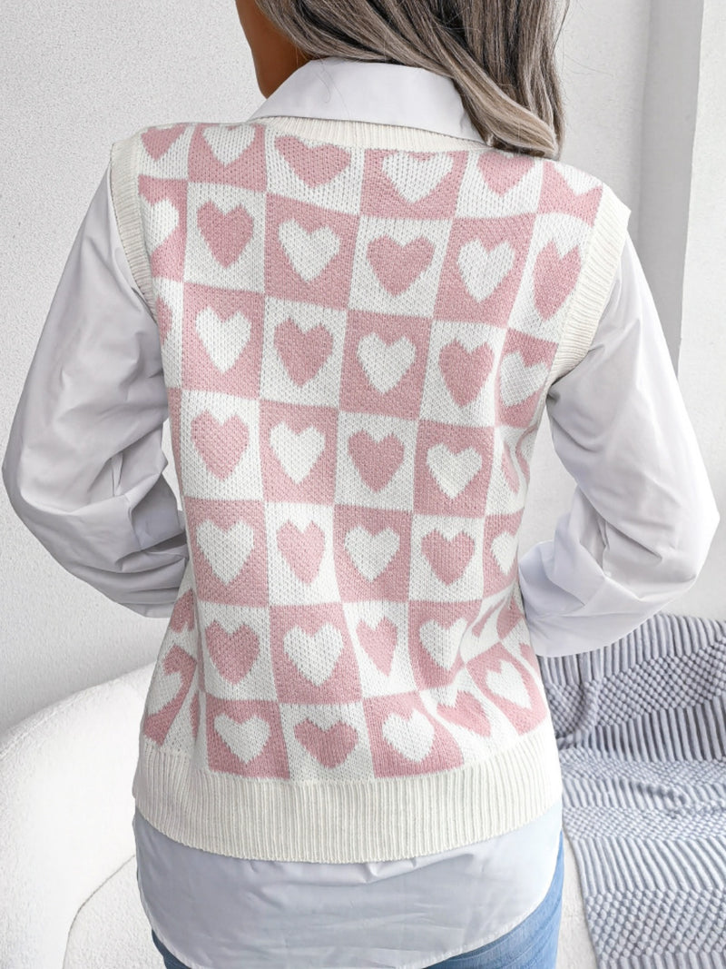 3 COLORS - Heart V-Neck Sweater Vest