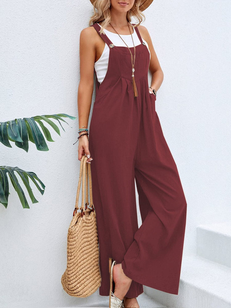 7 COLORS Square Neck Wide Strap Overalls