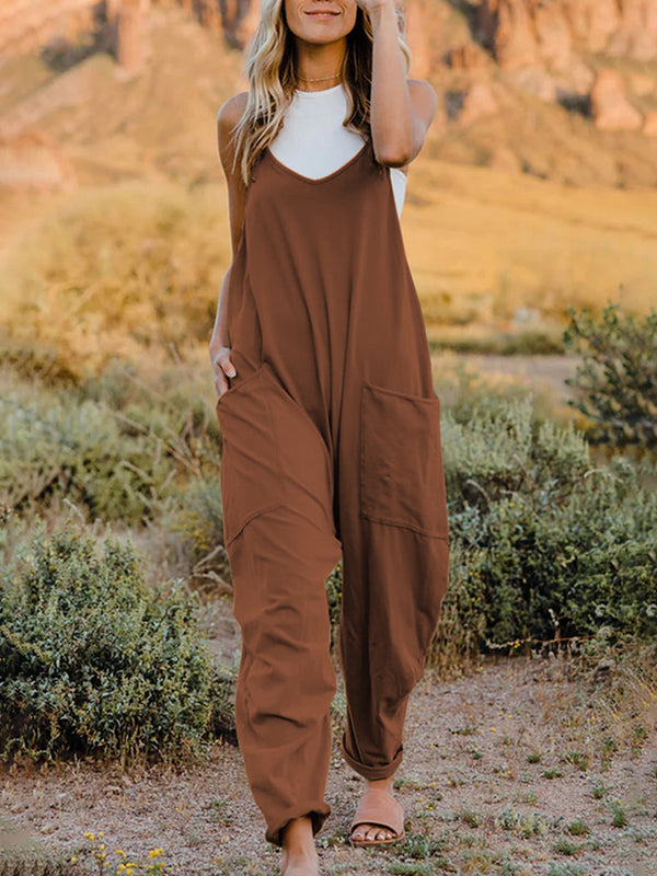 *2 COLORS* Sleeveless V-Neck Pocketed Jumpsuit
