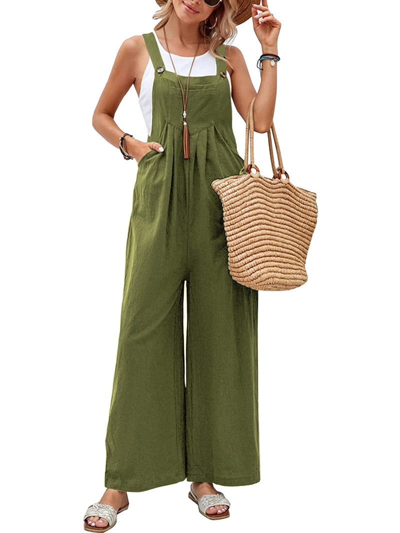 7 COLORS Square Neck Wide Strap Overalls