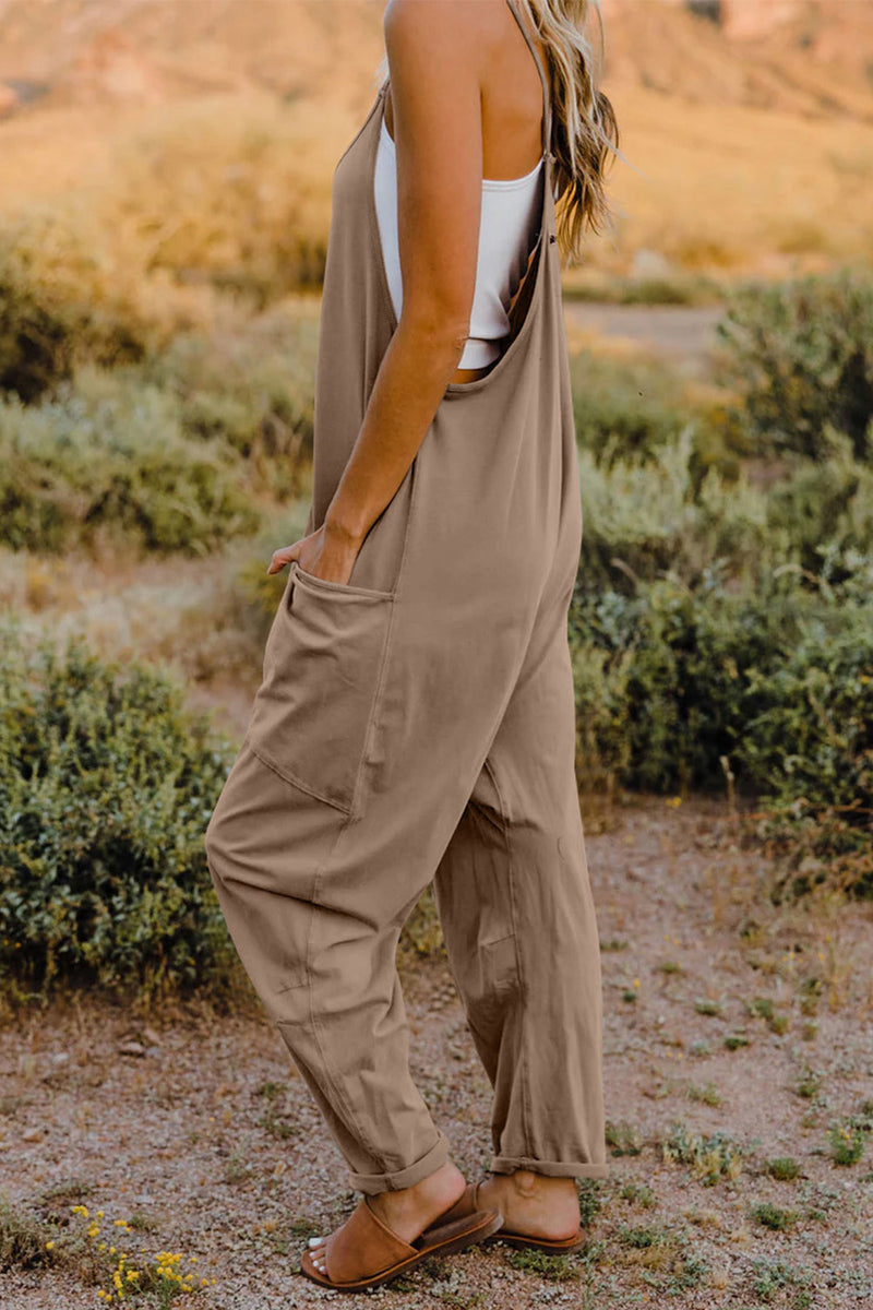 *6 COLORS*  V-Neck Sleeveless Jumpsuit with Pockets