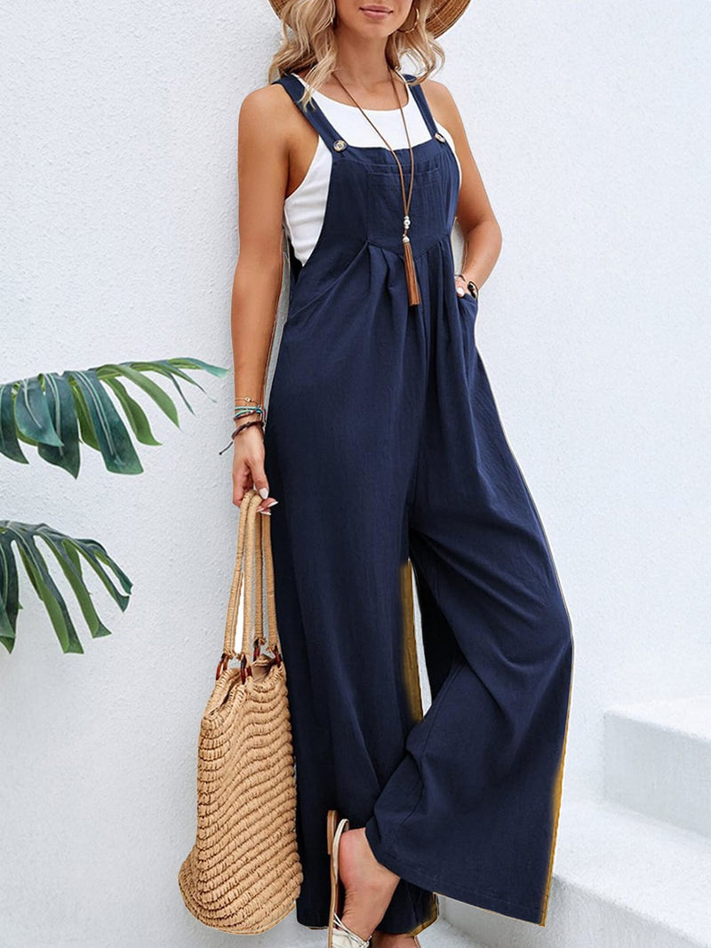 7 COLORS Square Neck Wide Strap Overalls